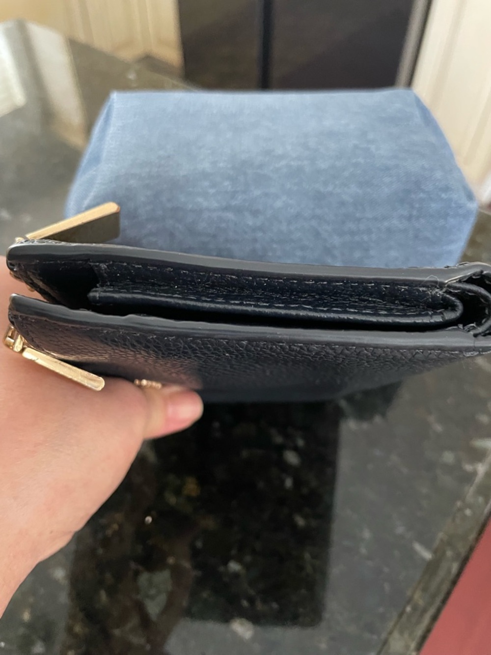 Michael Kors Black Pebbled Leather Wristlet Clutch with Gold Hardware - Picture 7 of 10